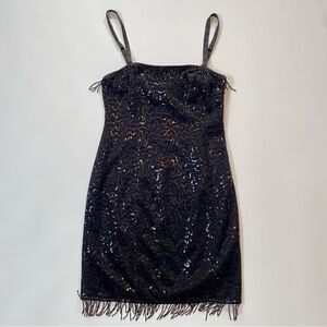 UO Black Sequin Beaded Fringe Dress